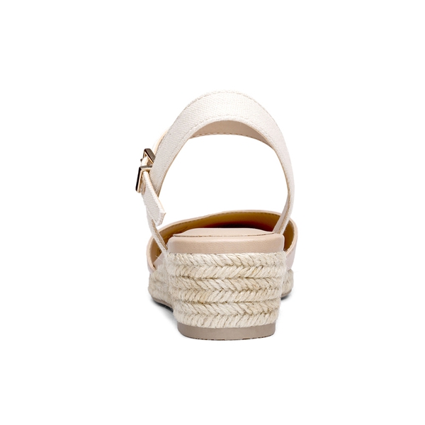 Ankle Strap Closed-Toe Espadrille Wedges - APRICOT - 3