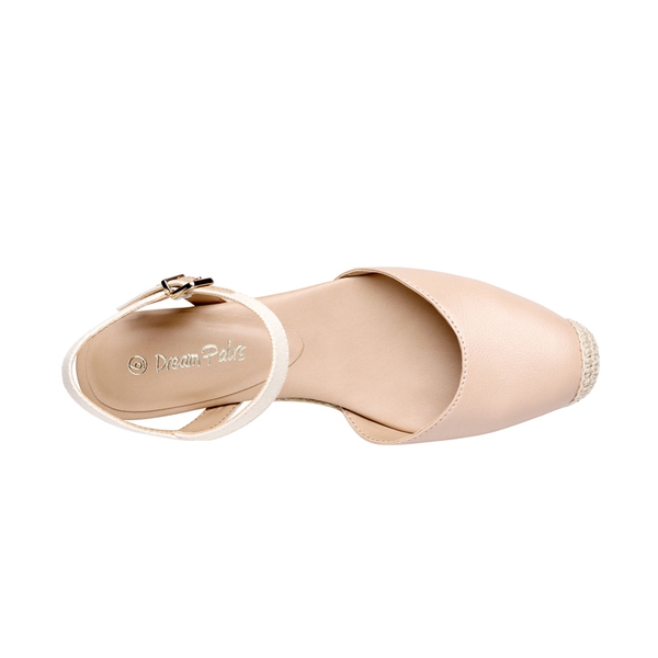 Ankle Strap Closed-Toe Espadrille Wedges - APRICOT - 4