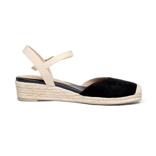 Ankle Strap Closed-Toe Espadrille Wedges - BLACK - 2