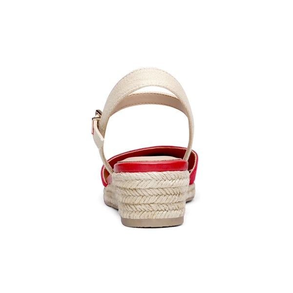 Ankle Strap Closed-Toe Espadrille Wedges - RED - 3