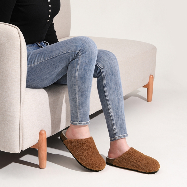 Indoor & Outdoor Cork Fuzzy Slippers - CAMEL - 1