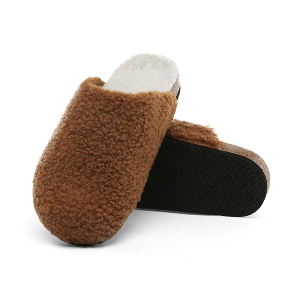 Indoor & Outdoor Cork Fuzzy Slippers - CAMEL - 5