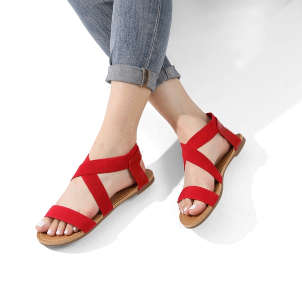Elastic sandals flat top