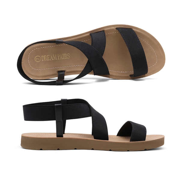 Ankle Strap Summer Flat Sandals - BLACK - 3