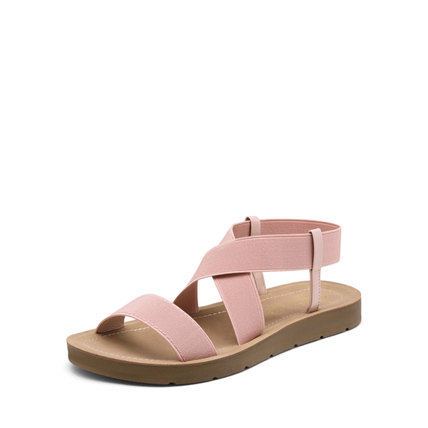 Ankle Strap Summer Flat Sandals - BLUSH -  0