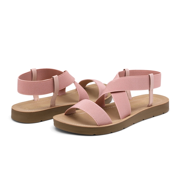 Ankle Strap Summer Flat Sandals - BLUSH - 2