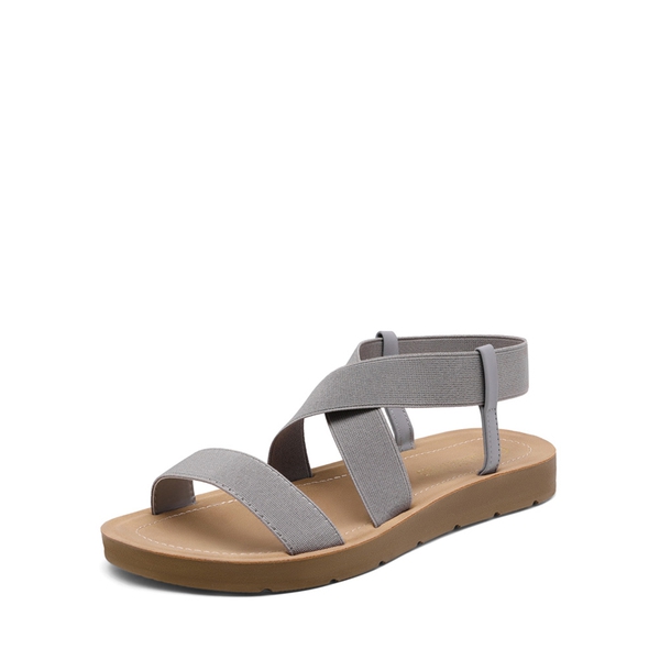 Ankle Strap Summer Flat Sandals - GREY -  0