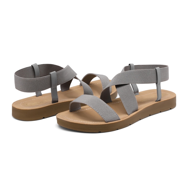 Ankle Strap Summer Flat Sandals - GREY - 2