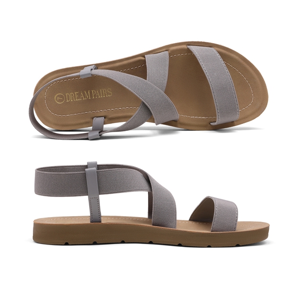 Ankle Strap Summer Flat Sandals - GREY - 3