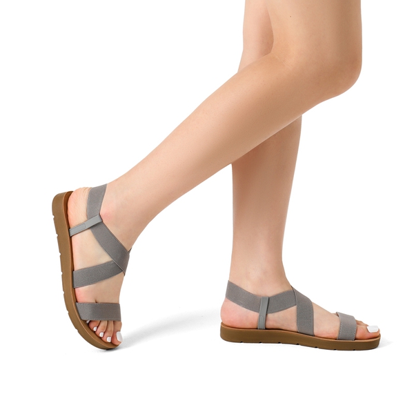 Ankle Strap Summer Flat Sandals - GREY - 4
