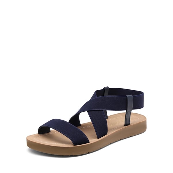 Ankle Strap Summer Flat Sandals - NAVY -  0