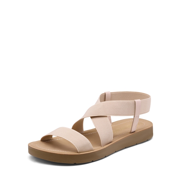 Ankle Strap Summer Flat Sandals - NUDE -  0