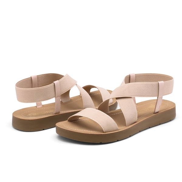 Ankle Strap Summer Flat Sandals - NUDE - 2