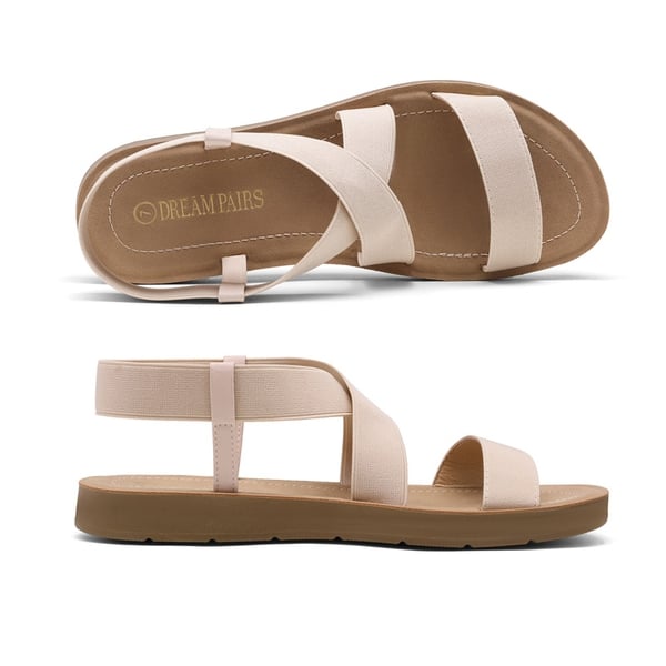 Ankle Strap Summer Flat Sandals - NUDE - 3