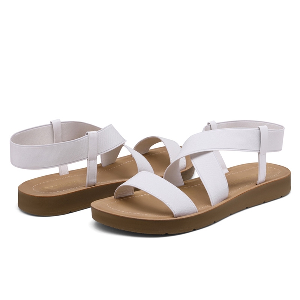 Ankle Strap Summer Flat Sandals - WHITE - 2