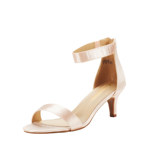 Ankle Strap Open Toe Kitten Heel Sandals - CHAMPAGNE -  0