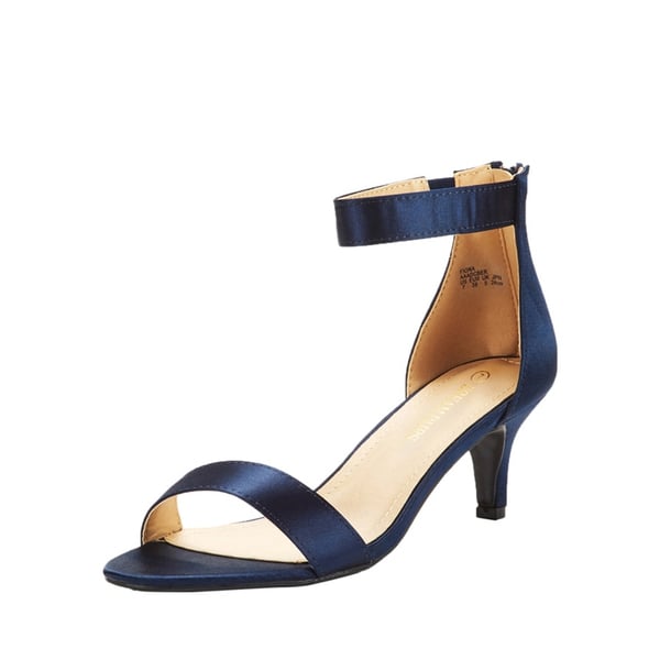 Ankle Strap Open Toe Kitten Heel Sandals - NAVY -  0