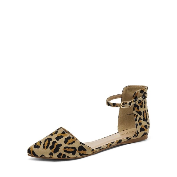 Ankle Strap Ballet Flats - LEOPARD -  0