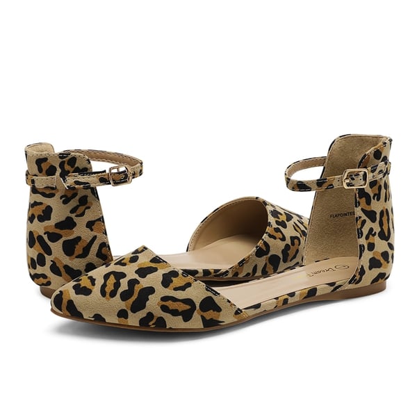 Ankle Strap Ballet Flats - LEOPARD - 4