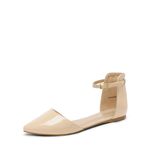 Ankle Strap Ballet Flats - NUDE -  0
