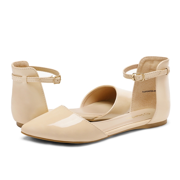 Ankle Strap Ballet Flats - NUDE - 3