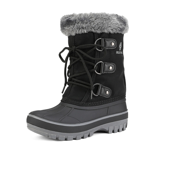 Girls and Boys Fur Lined Winter Snow Boots - BLACK -  0
