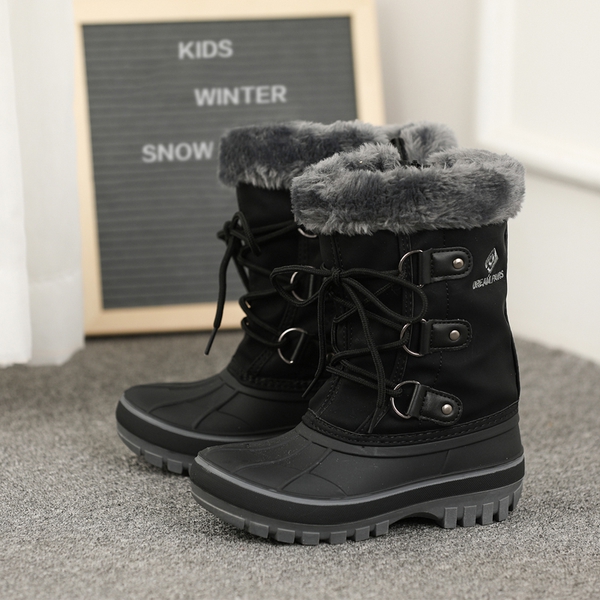 Girls and Boys Fur Lined Winter Snow Boots - BLACK - 5