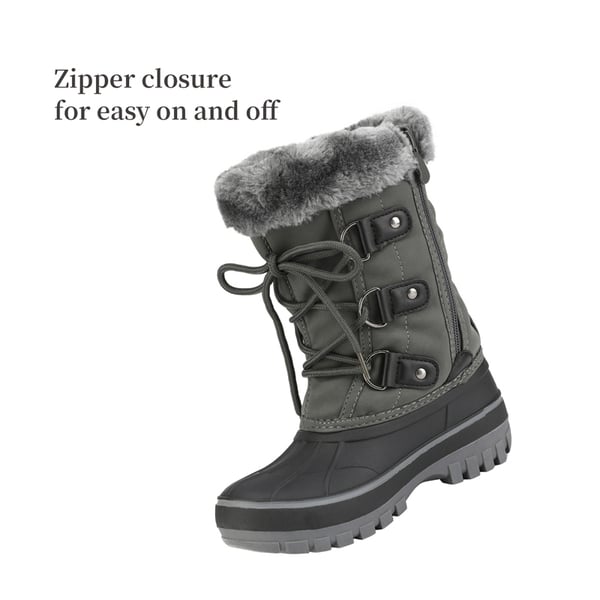 Girls and Boys Fur Lined Winter Snow Boots - GREY - 1