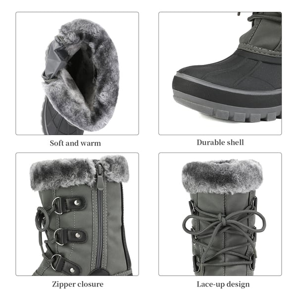 Girls and Boys Fur Lined Winter Snow Boots - GREY - 3