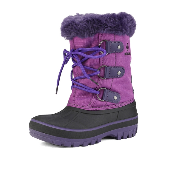 Girls and Boys Fur Lined Winter Snow Boots - PURPLE -  0