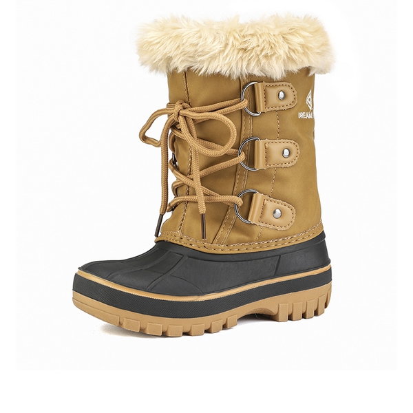 Girls and Boys Fur Lined Winter Snow Boots - TAN -  0