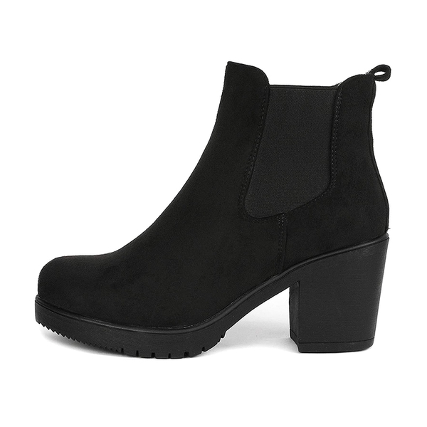 Chunky High Heel Chelsea Ankle Boots - BLACK - 2