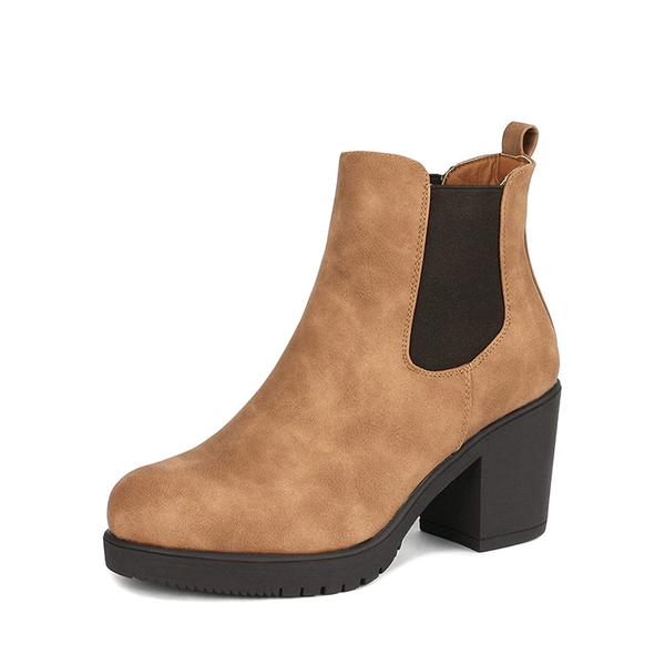 Chunky High Heel Chelsea Ankle Boots -Dream Pairs