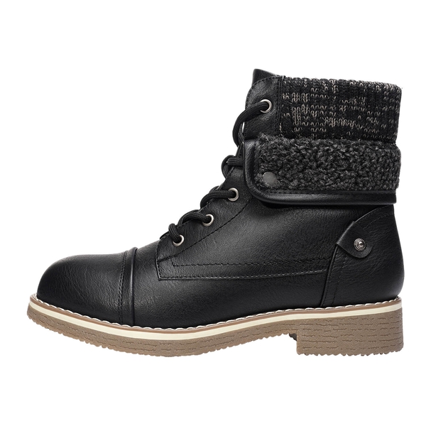 Low Heel Lace Up Ankle Boots - BLACK - 1