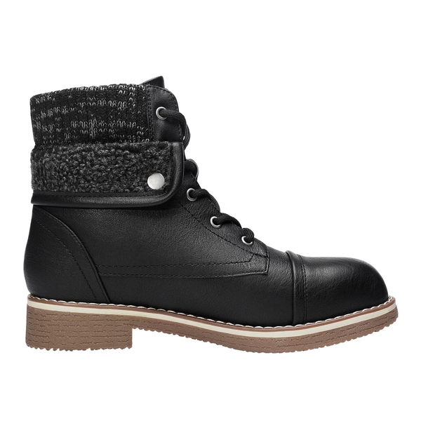 Low Heel Lace Up Ankle Boots - BLACK - 2