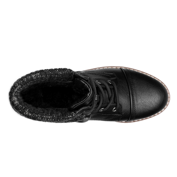 Low Heel Lace Up Ankle Boots - BLACK - 4