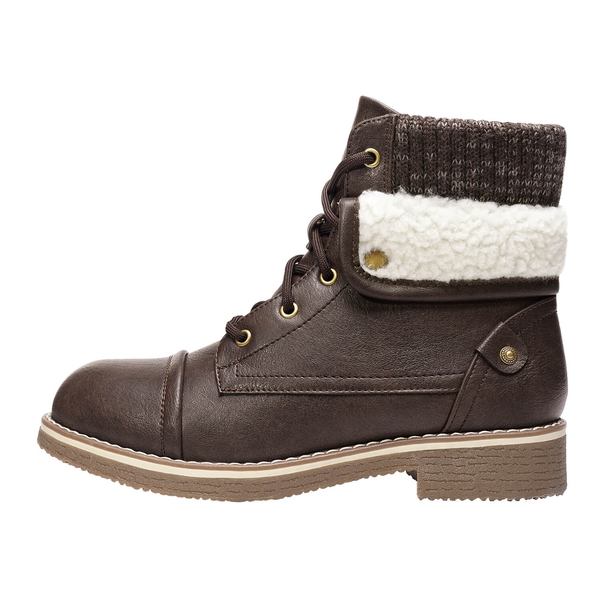 Low Heel Lace Up Ankle Boots - BROWN - 1