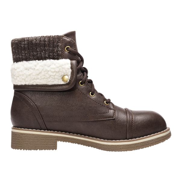 Low Heel Lace Up Ankle Boots - BROWN - 2