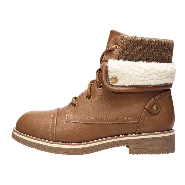 Low Heel Lace Up Ankle Boots - CAMEL - 1