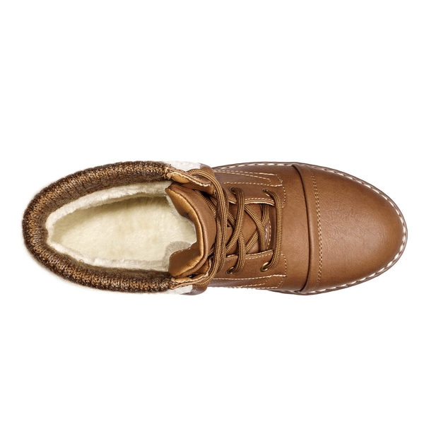 Low Heel Lace Up Ankle Boots - CAMEL - 4
