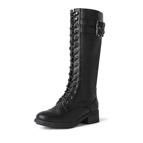 Faux Fur Lining Knee High Riding Boots - BLACK -  0