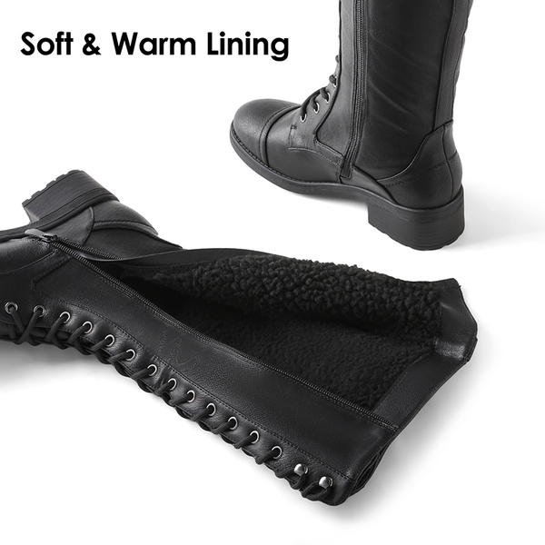 Faux Fur Lining Knee High Riding Boots - BLACK - 2