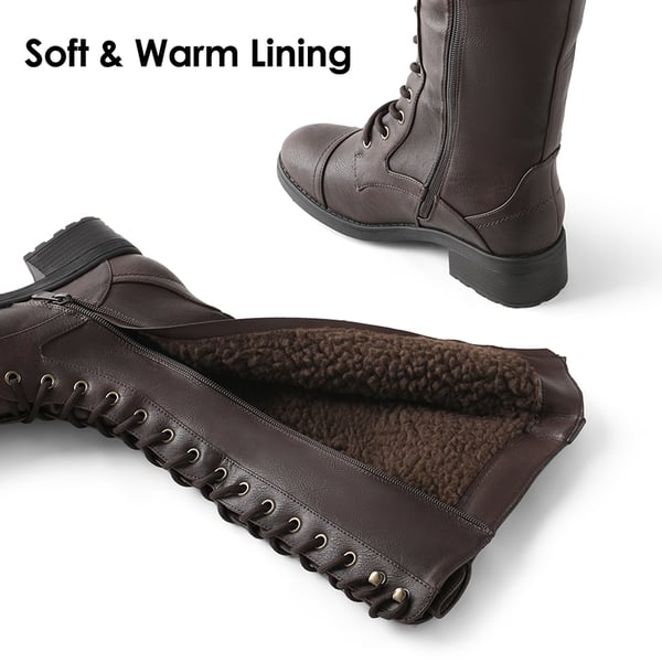 Faux Fur Lining Knee High Riding Boots - BROWN - 2