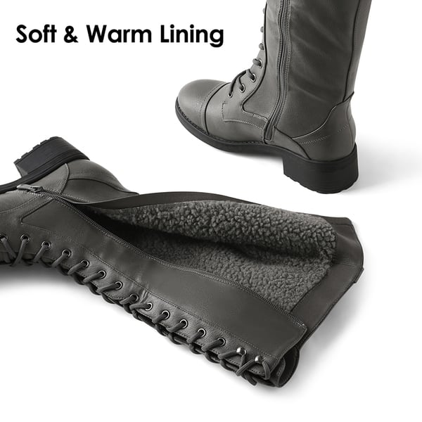 Faux Fur Lining Knee High Riding Boots - GREY - 2
