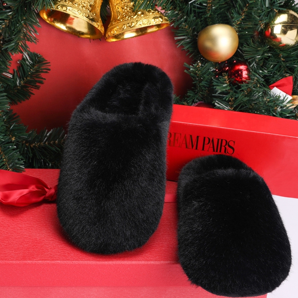 Slip on Winter House Slippers - BLACK - 1