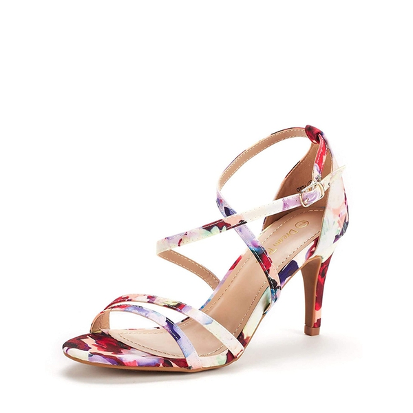 Ankle Strap Pump Heel Sandals - FLORAL -  0