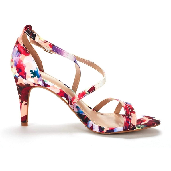 Ankle Strap Pump Heel Sandals - FLORAL - 3