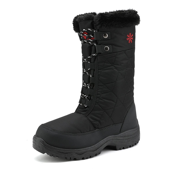 Fur Mid Calf Snow Boots - BLACK -  0