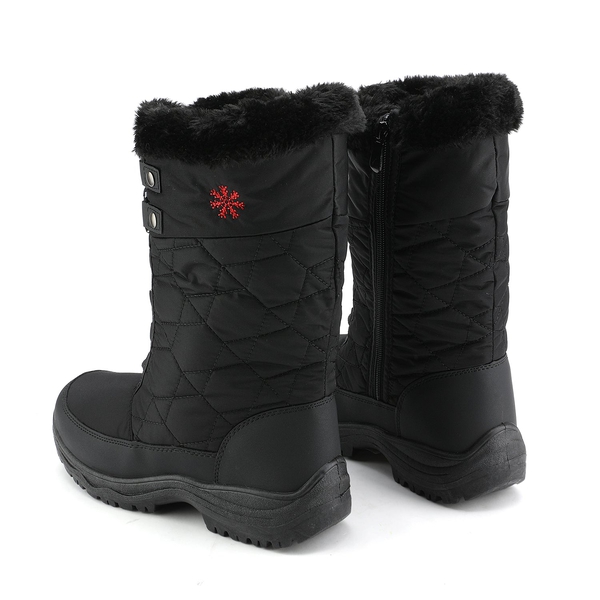 Fur Mid Calf Snow Boots - BLACK - 3