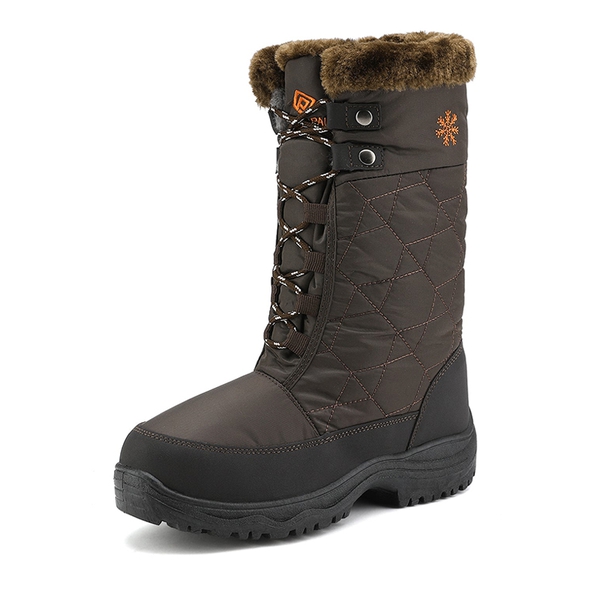 Fur Mid Calf Snow Boots - BROWN -  0